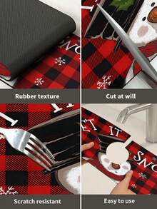 1個多尺寸聖誕節吸水墊,聖誕老人和格子圖案,珪藻土防滑龍頭排水墊,聖誕禮物,浴室/廚房聖誕裝飾