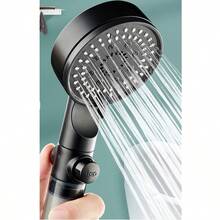 1pc 5-Setting Transparent Handle Shower Head With Filter And Boosting Function, Auto Stop, Handheld, Gray/Black - Black - View 9