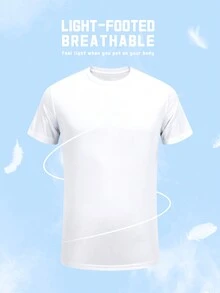 Men's Fitness Workout Sets Sports T-Shirt Lightweight Short Sleeve Top For Gym Running & Casual - White - View 5