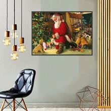 成人圣诞钻石画套装，DIY 5D 钻石画，全圆钻石圣诞老人钻石画，宝石艺术工艺品，家居墙面装饰，圣诞钻石点