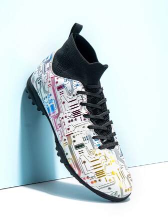 新款男子足球鞋男子高筒室內防滑人造草鞋釘女學生訓練運動鞋ronaldo足球鞋