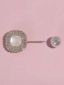 Light-proof And Fixative Garment Brooch Decorated With Faux Pearl And Waist Rhinestone For Women's Daily Wear - Champagne - View 2