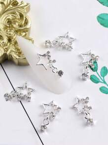 10Pcs/Pack Japanese And Korean Style Lz Internet Celebrity New Nail Art Alloy Decoration With Rhinestone Star Pendant For Diy Nail Decoration Nail Charms Nail Gems Nail Supplies Nails