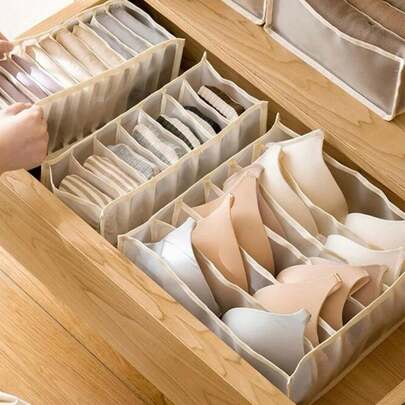 1/3件装内衣袜收纳盒，抽屉式整理袋，适用于收纳连衣裙、裤子、鞋子、牛仔裤、靴子、裙子等。可用于卧室、家居收纳，也可用于收纳女士白色T恤、黑色裤子、冬装、连衣裙、优雅连衣裙、白色衬衫、长袖衫、白色连体裤、春装、春季套装、春季服装、简约风格、夏季上衣。