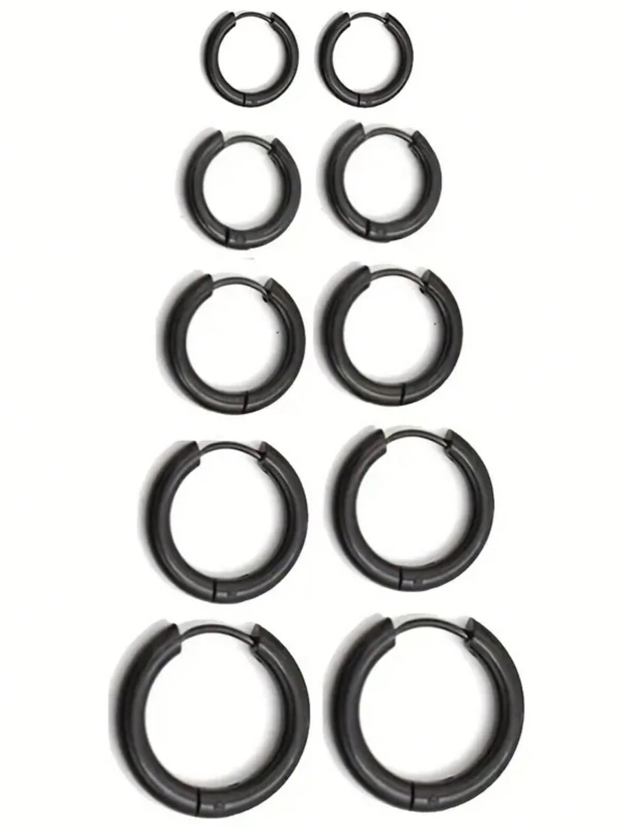 10 cái Thép không gỉ Bản lề Bộ phận Nhẫn Đối với Mũi , Septum , Môi , , Tai Thùy , Ngủ , Đồ trang sức xuyên cơ thể , 8mm 10mm 12mm 14mm 16MM - màu đen - Xem 1