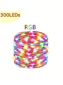 1入組室外太陽能引導燈串燈,8種燈光模式,防水銅線燈,適用於花園、樹木、聖誕派對、萬聖節裝飾 - 彩色 - 查看 11