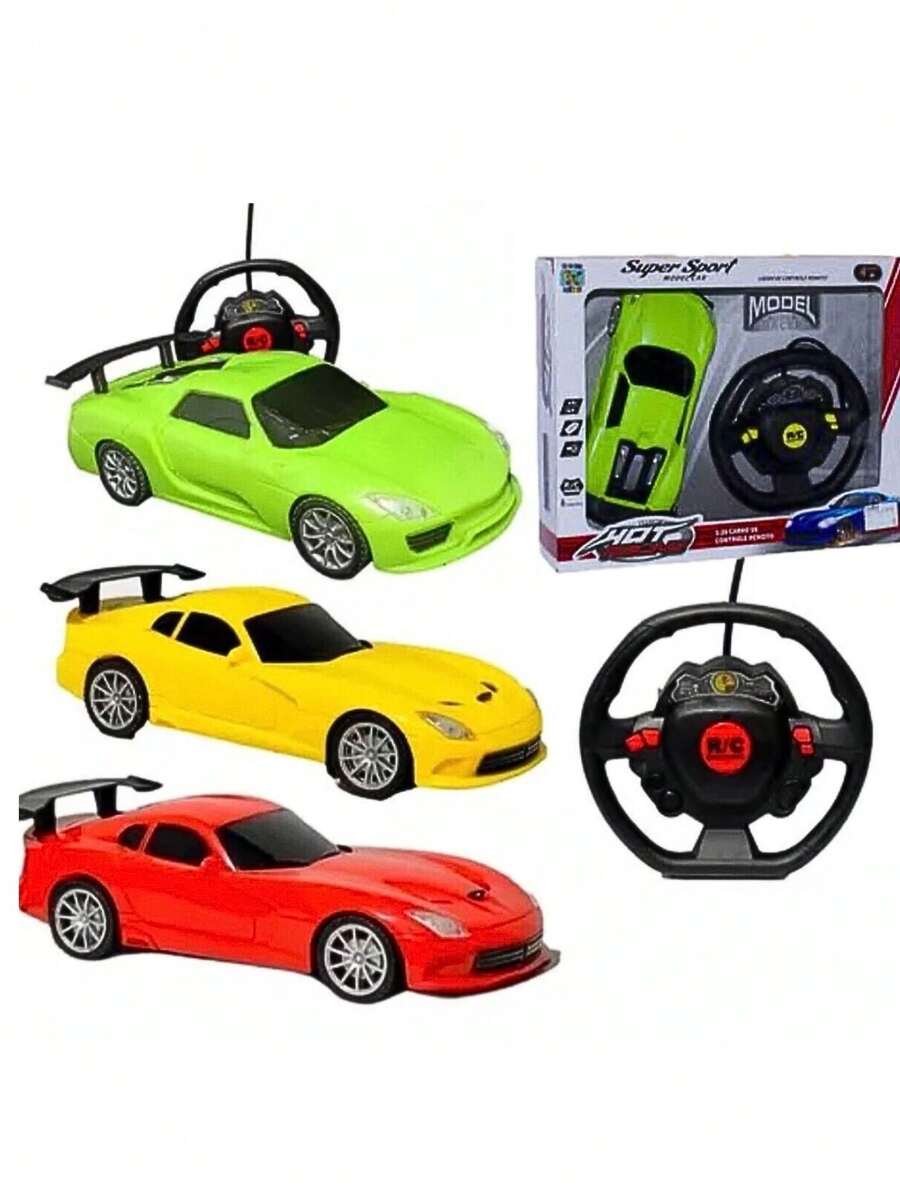 Brinquedo Carrinho de Corrida Volante Remoto Infantil - Multicolorido - Visão 1