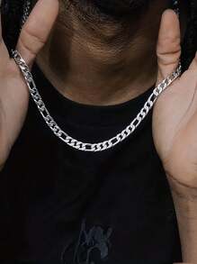 Cadena de acero inoxidable para hombre, cadena color plata - Plateado - Ver 1