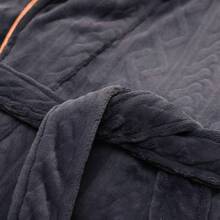 Men's Plus Size Flannel Bathrobe, Warm Thick Long Robe For Autumn And Winter, Warming - Coffee Brown - View 5