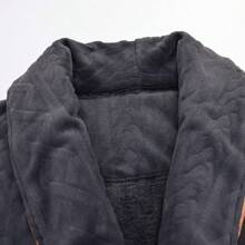 Men's Plus Size Flannel Bathrobe, Warm Thick Long Robe For Autumn And Winter, Warming - Coffee Brown - View 2