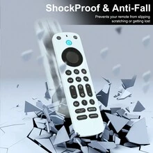 1pc Silicone Non-slip Protective Case For Fire Stick Alexa Voice Remote (pro) With Glow In The Dark Function, White - White - View 5