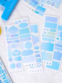 20 Sheets/book Hibiscus Series Colorful Loose-leaf Sticker Book, With Round/square Gradient Design, Transparent & Writable, Perfect For Journal, Scrapbooking And Study Use - Multicolor - View 11