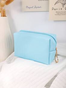 簡單&時尚化妝包,1入組藍色的PU皮革洗漱用品手拿包便攜皮膚護理收納小袋合適的適用於家庭使用或者旅行 - 藍色 - 查看 1