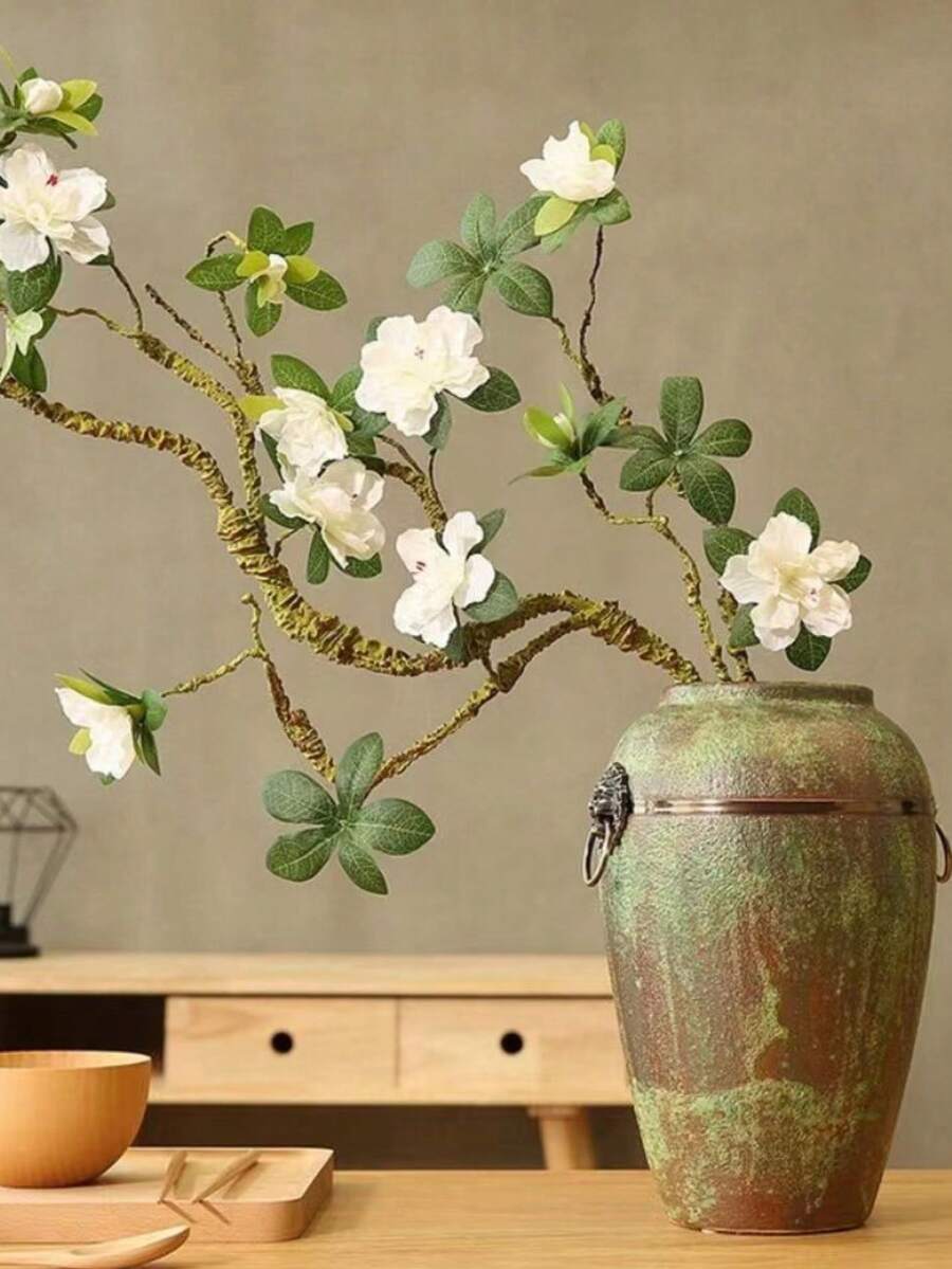 1pc 95cm White Rhododendron Flower, Great For Christmas And Thanksgiving Decorations - White - View 1