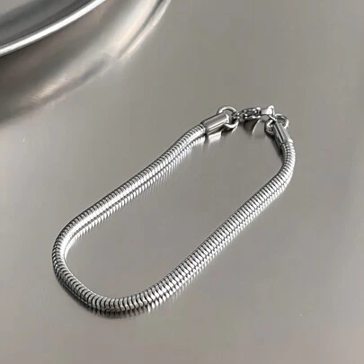 1 Miếng Không giới tính Thiết kế rắn Vòng tay , Đúng mốt Và Phong cách tối giản , Thích hợp Đối với Hằng ngày Hoặc Ngày Mặc , Màu bạc Thép Titan Thép không gỉ Đồ trang sức Qủa tặng