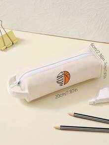 1pc Basketball Pattern Double-sided Printed Portable Pencil Case - Multicolor - View 3