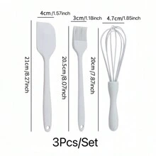 3pcs Baking Tool Set Silicone Spatula Baking Three-piece Egg Beater Manual Mixing Shovel Complete Set - Green - View 2
