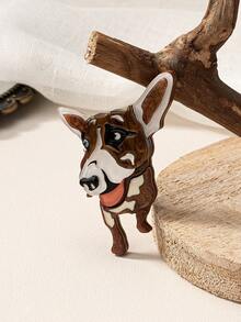 1pc Fashionable Acrylic Material Dog Shaped Brooch - Brown - View 3
