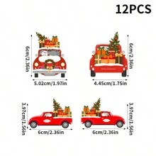 12入組聖誕快樂主題杯子蛋糕插件,包括聖誕燈和雪人造型插件,非常適合派對蛋糕裝飾