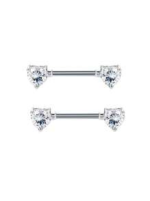 2 piezas Anillos para el pezón de 14G para mujeres, set de anillos para el pezón con barra de 16mm de acero quirúrgico con corazón de circonita y mariposa, joyería de piercing corporal lindo para San Valentín, Mamá, Madre, Día de la Madre, regalo