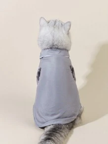 1pc Pet Home Clothes, Pajamas, Soft & Comfortable, Suitable For Small Cats And Dogs In Autumn And Winter, L (size Shown On Cat's Picture) - Grey - View 7