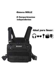 Chest Bag Kampak DH02 Mochila de pecho Mediana Pechera Multiusos Bolsa Moderna Hombre Mujer - Negro - Ver 5