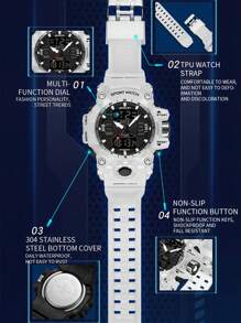 SANDA Top Brand Luxury Dual Display Men Watches Waterproof Outdoor Sports Watch  Man Alarm Stopwatch Quartz Wristwatch Male Digital Clock Electronic Multifunctional 12/24 Hour Stopwatch Date Week Calendar For Birthday Christmas Halloween Gifts Unisex Women Boys Girls Student Teenages Street Wear Fashion Back To School Supplies