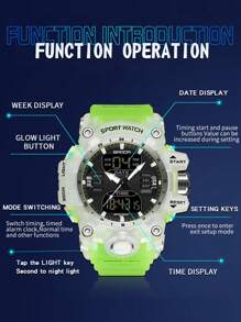 SANDA Top Brand Luxury Dual Display Men Watches Waterproof Outdoor Sports Watch  Man Alarm Stopwatch Quartz Wristwatch Male Digital Clock Electronic Multifunctional 12/24 Hour Stopwatch Date Week Calendar For Birthday Christmas Halloween Gifts Unisex Women Boys Girls Student Teenages Street Wear Fashion Back To School Supplies