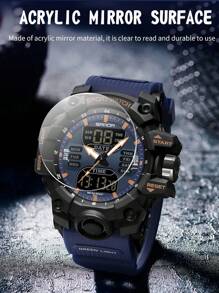 SANDA Top Brand Luxury Dual Display Men Watches Waterproof Outdoor Sports Watch  Man Alarm Stopwatch Quartz Wristwatch Male Digital Clock Electronic Multifunctional 12/24 Hour Stopwatch Date Week Calendar For Birthday Christmas Halloween Gifts Unisex Women Boys Girls Student Teenages Street Wear Fashion Back To School Supplies