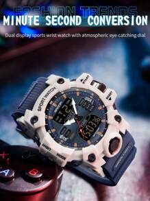 SANDA Top Brand Luxury Dual Display Men Watches Waterproof Outdoor Sports Watch  Man Alarm Stopwatch Quartz Wristwatch Male Digital Clock Electronic Multifunctional 12/24 Hour Stopwatch Date Week Calendar For Birthday Christmas Halloween Gifts Unisex Women Boys Girls Student Teenages Street Wear Fashion Back To School Supplies