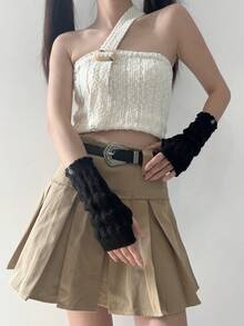 xianuoxiucai 1 đôi Của phụ nữ Cô gái Goth hiện đại Ấm áp Cánh tay áo , không có ngón tay Đan Đen Găng tay , Đúng mốt Thời gian rảnh rỗi Với Vải Nhãn mác Thiết kế , Thích hợp Đối với Đi ra ngoài - màu đen - Xem 4