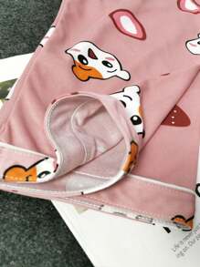 Conjunto De Dos Piezas De Pijama Con Capucha De Fresa Y Hámster Para Dormir - Rojo violeta - Ver 5