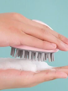 粉色矽膠按摩洗髮刷梳,適用於男女止癢頭皮 - 粉色 - 查看 10