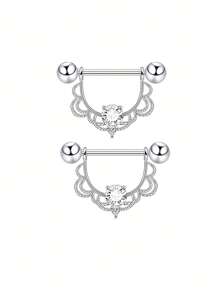 2 piezas Anillos para el pezón de 14G para mujeres, set de anillos para el pezón con barra de 16mm de acero quirúrgico con corazón de circonita y mariposa, joyería de piercing corporal lindo para San Valentín, Mamá, Madre, Día de la Madre, regalo