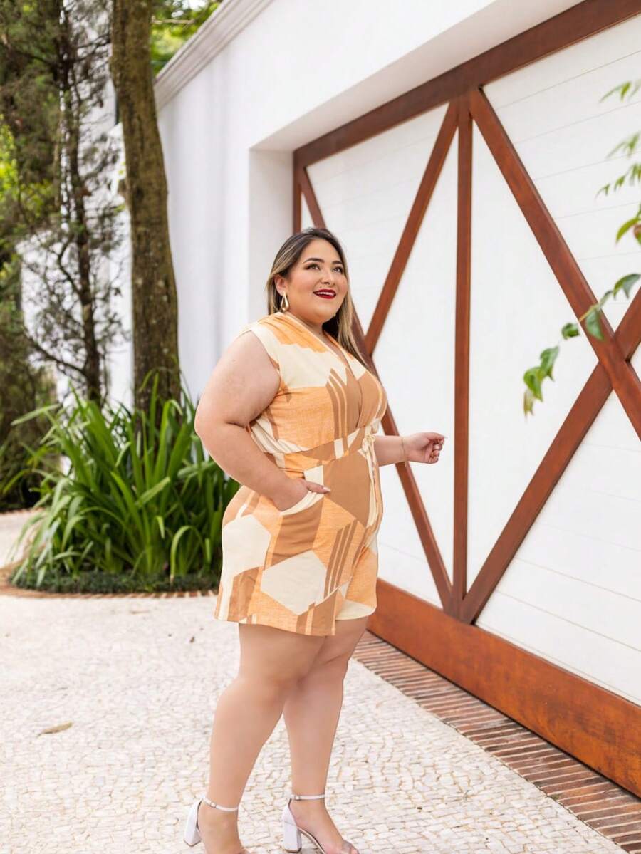 Plus Size Jumpsuits - Beige - Voir 1