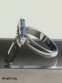 1pc Simple Style Punk Vintage Six Star & Handgun Shaped Men's Ring - Silver - View 2