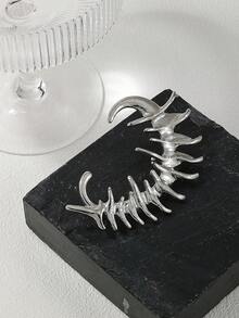 1入金屬女用耳夾,獨特設計高端耳環 - 銀色 - 查看 1