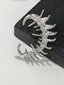 1入金屬女用耳夾,獨特設計高端耳環 - 銀色 - 查看 4