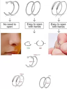 21 Pcs Nose Rings Hoop for Women Nose Piercings Jewelry Nose Stud L Shape Nose Screw Hypoallergenic Nostril Stainless Steel Nose Rings Studs for Men - mixed style - View 3