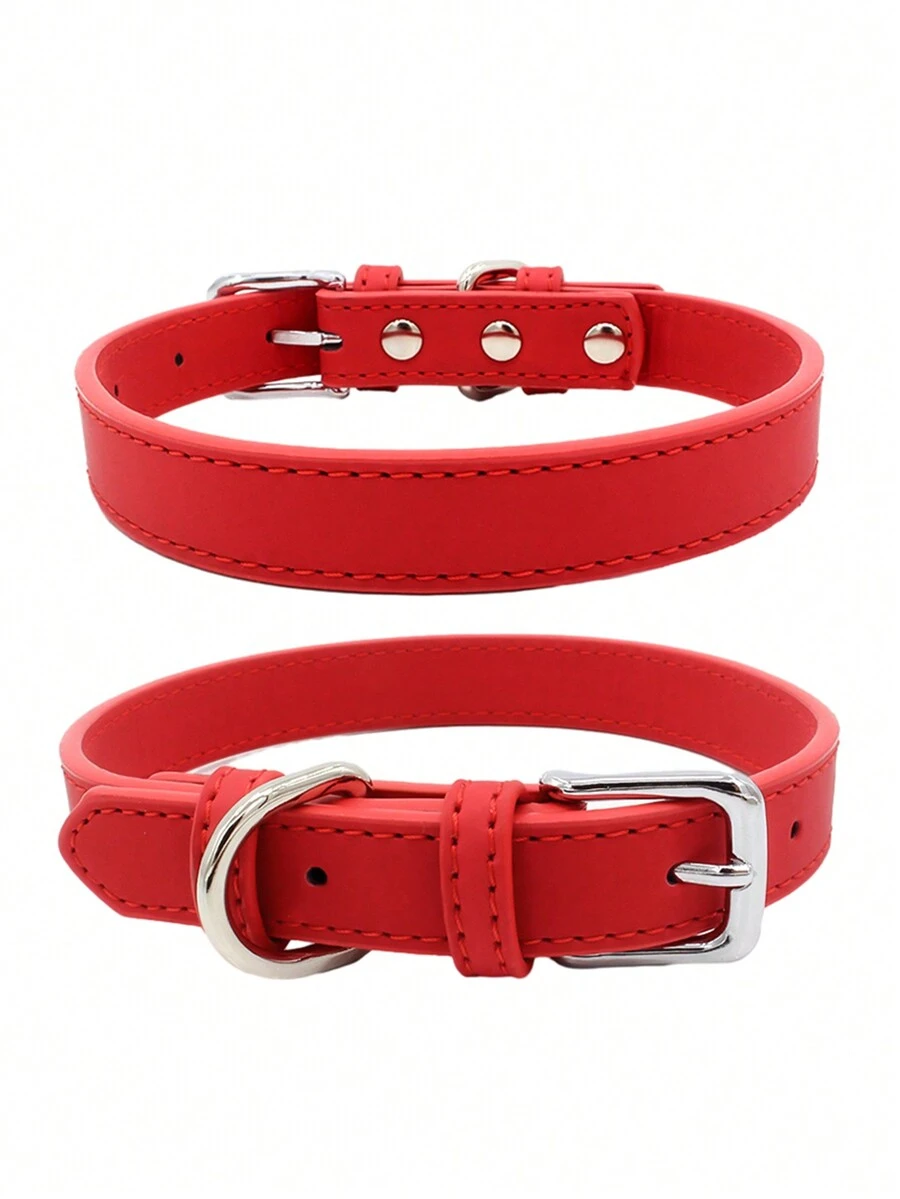 Mới Da giả Cái vòng Pet Đối với Nhỏ bé Đến Trung bình Với Chạm Và Thanh lịch Thiết kế - Đỏ - Xem 1