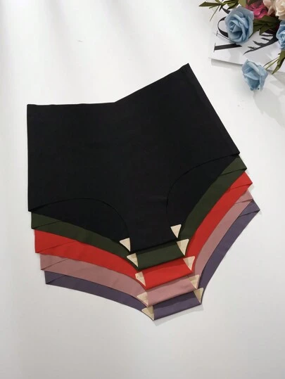 5pcs/Pack Women High Waisted Seamless Sexy Comfortable Triangle Panties For Sports