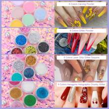 Acrylic Nail Kit For Beginners With Everything-All In 1 Nail Kit Set Professional Acrylic With Everything-Acrylic Nail Supplies With Nail Lamp Nail Set For Beginners DIY Acrylic Nail Extension - 彩色 - 查看 5