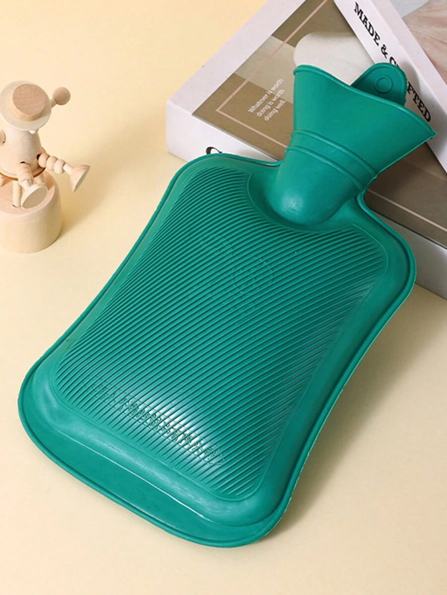 1pc Random Green Thickened Hot Water Bottle With Explosion-proof Rubber Material, For Warming Body & Relieving Pain - Green - View 1