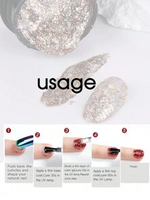 8毫升高閃白金指甲凝膠油粉色閃爍閃粉畫,uv Led凝膠可浸泡式指甲油美甲裝飾品 - 粉色 - 查看 9