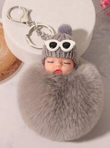 1pc Plush Baby Keychain/Key Fob Decor - Grey - View 2