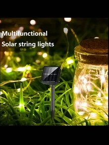 1入組室外太陽能引導燈串燈,8種燈光模式,防水銅線燈,適用於花園、樹木、聖誕派對、萬聖節裝飾 - 彩色 - 查看 3