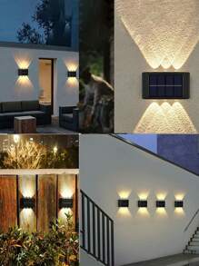 1 件小型太陽能 Led 壁燈,有上下照明,適用於花園、陽台、庭院、街道、牆壁、甲板、柵欄、門廊。戶外裝飾照明