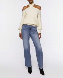 Crisscross Off-the-Shoulder Sweater - White - View 5