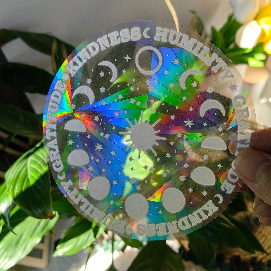 1入太陽晶球,彩色太陽晶球,光學彩虹棱鏡玻璃黏貼貼紙
