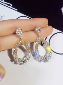 Rhinestone Water Drop Earrings